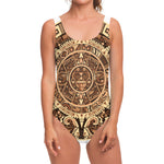 Tribal Maya Calendar Print One Piece Swimsuit