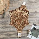 Tribal Maya Calendar Print One Shoulder Bodysuit