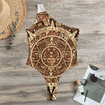 Tribal Maya Calendar Print One Shoulder Bodysuit