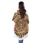Tribal Maya Calendar Print Open Front Beach Cover Up