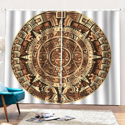Tribal Maya Calendar Print Pencil Pleat Curtains