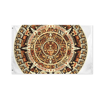 Tribal Maya Calendar Print Polyester Flag