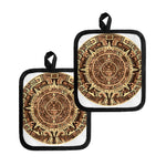 Tribal Maya Calendar Print Pot Holders