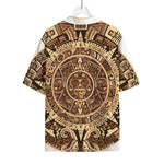 Tribal Maya Calendar Print Rayon Hawaiian Shirt