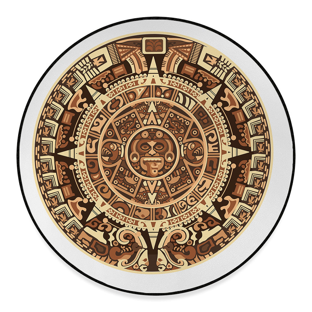 Tribal Maya Calendar Print Round Floor Mat