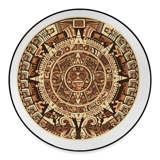 Tribal Maya Calendar Print Round Floor Mat