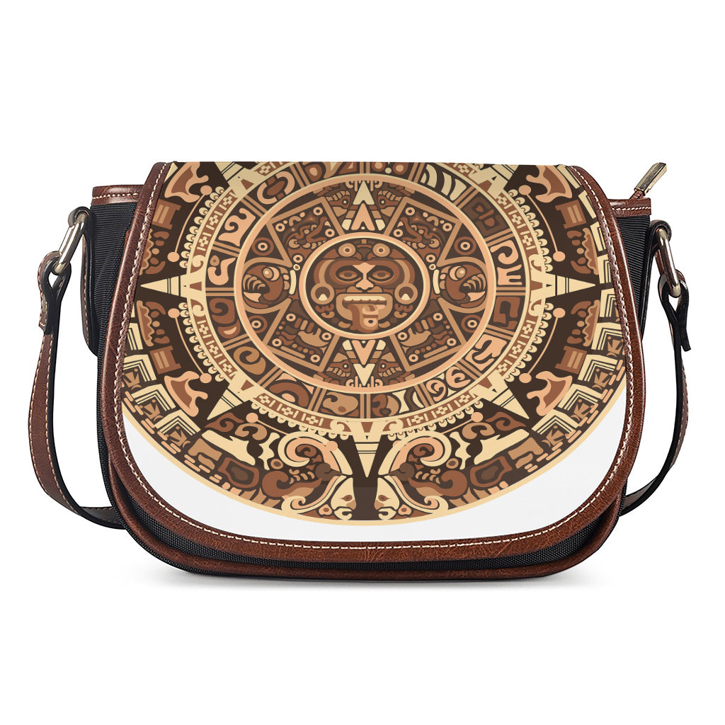 Tribal Maya Calendar Print Saddle Bag
