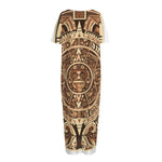 Tribal Maya Calendar Print Short Sleeve Long Nightdress