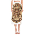 Tribal Maya Calendar Print Side Slit Midi Skirt