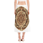Tribal Maya Calendar Print Side Slit Midi Skirt