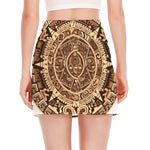 Tribal Maya Calendar Print Side Slit Mini Skirt