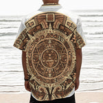 Tribal Maya Calendar Print Textured Short Sleeve Shirt