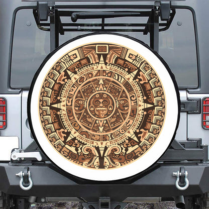 Tribal Maya Calendar Print Tire Cover