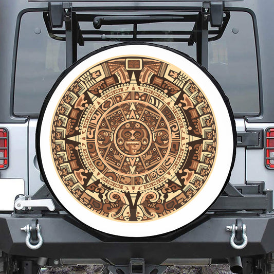 Tribal Maya Calendar Print Tire Cover