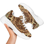 Tribal Maya Calendar Print White Chunky Shoes