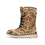 Tribal Maya Calendar Print Winter Boots