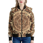 Tribal Maya Calendar Print Women's Bomber Jacket