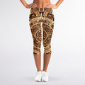 Tribal Maya Calendar Print Women's Capri Leggings
