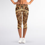 Tribal Maya Calendar Print Women's Capri Leggings