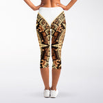 Tribal Maya Calendar Print Women's Capri Leggings