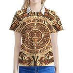 Tribal Maya Calendar Print Women's Polo Shirt