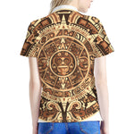 Tribal Maya Calendar Print Women's Polo Shirt