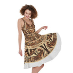Tribal Maya Calendar Print Women's Sleeveless Dress