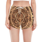 Tribal Maya Calendar Print Women's Split Running Shorts