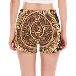 Tribal Maya Calendar Print Women's Split Running Shorts