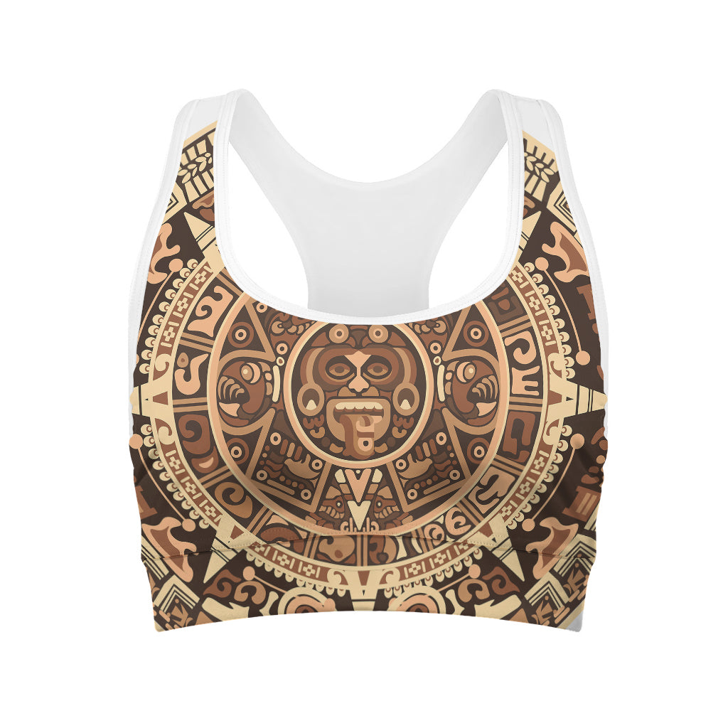 Tribal Maya Calendar Print Women's Sports Bra