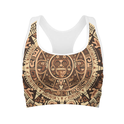 Tribal Maya Calendar Print Women's Sports Bra