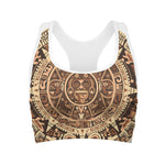 Tribal Maya Calendar Print Women's Sports Bra