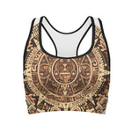 Tribal Maya Calendar Print Women's Sports Bra