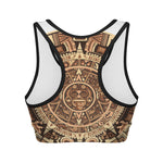 Tribal Maya Calendar Print Women's Sports Bra