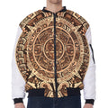 Tribal Maya Calendar Print Zip Sleeve Bomber Jacket