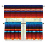 Tribal Mexican Blanket Pattern Print 3 Piece Kitchen Curtains