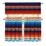 Tribal Mexican Blanket Pattern Print 3 Piece Kitchen Curtains