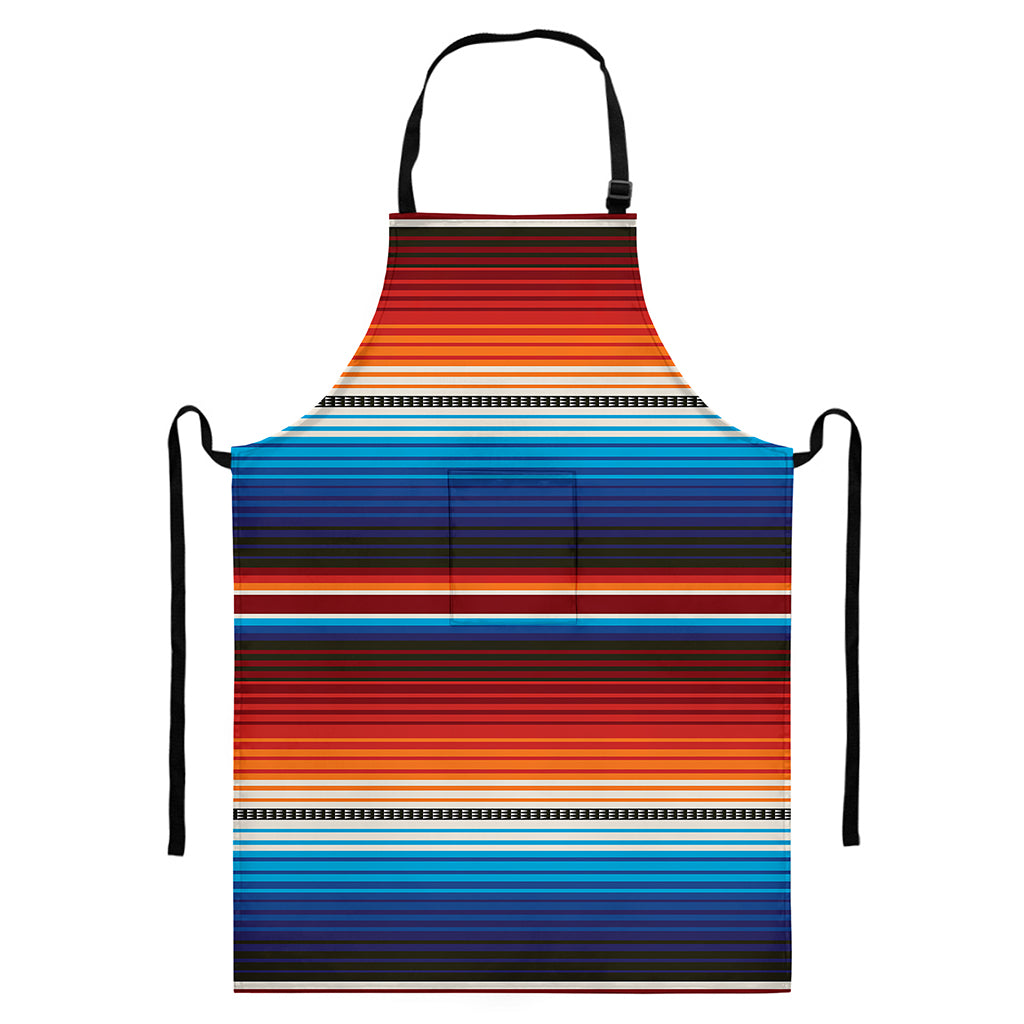 Tribal Mexican Blanket Pattern Print Bib Apron With Pocket