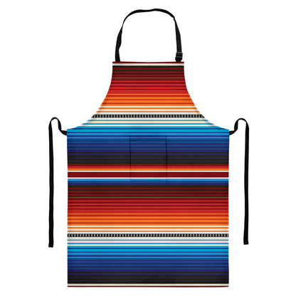 Tribal Mexican Blanket Pattern Print Bib Apron With Pocket
