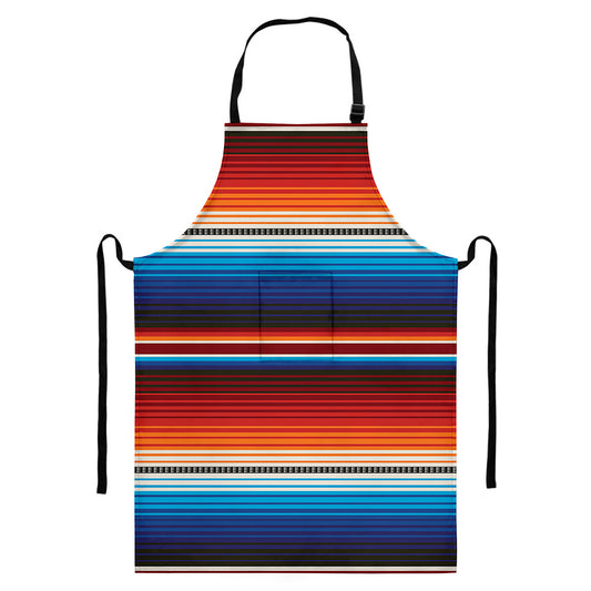 Tribal Mexican Blanket Pattern Print Bib Apron With Pocket