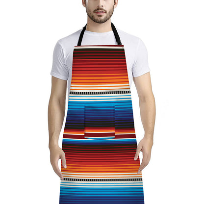 Tribal Mexican Blanket Pattern Print Bib Apron With Pocket