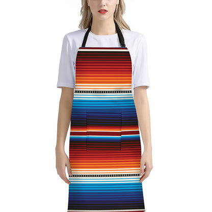 Tribal Mexican Blanket Pattern Print Bib Apron With Pocket