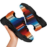 Tribal Mexican Blanket Pattern Print Black Chunky Shoes