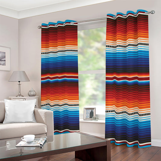 Tribal Mexican Blanket Pattern Print Blackout Grommet Curtains