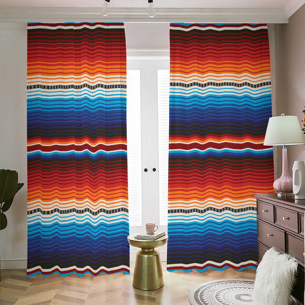 Tribal Mexican Blanket Pattern Print Blackout Pencil Pleat Curtains