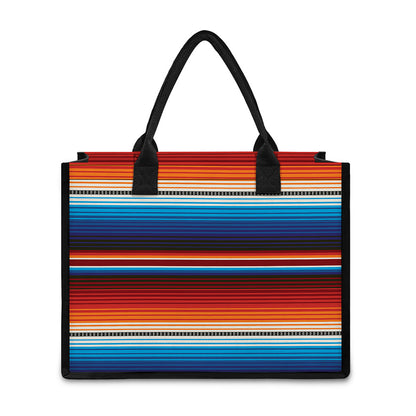 Tribal Mexican Blanket Pattern Print Canvas Tote Bag