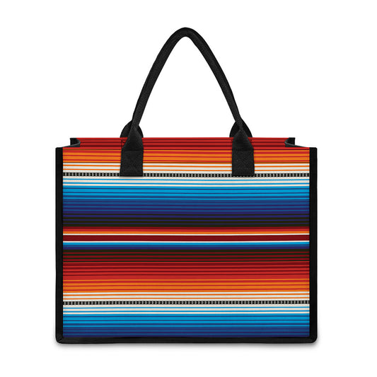 Tribal Mexican Blanket Pattern Print Canvas Tote Bag