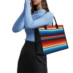Tribal Mexican Blanket Pattern Print Canvas Tote Bag