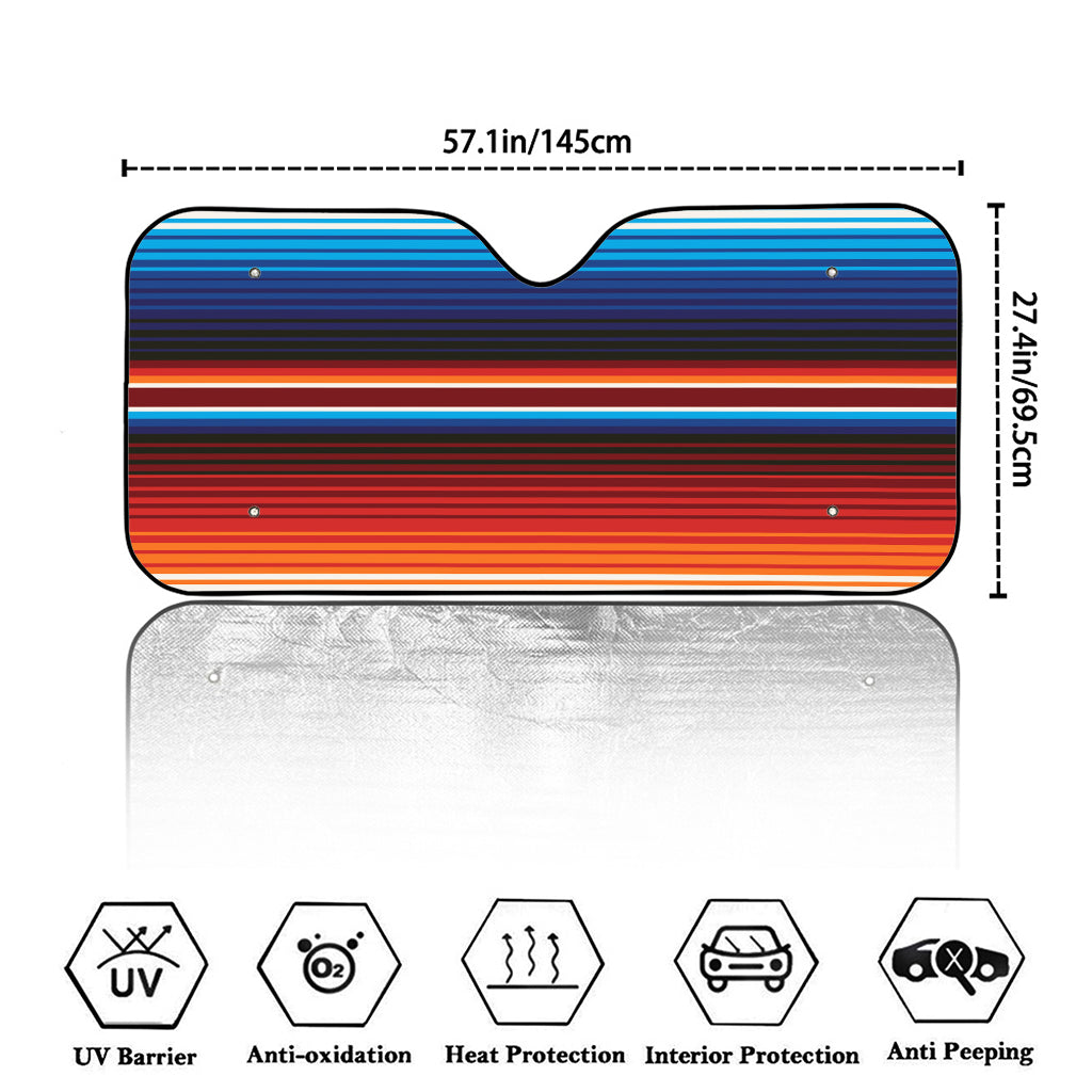 Tribal Mexican Blanket Pattern Print Car Windshield Sun Shade