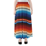 Tribal Mexican Blanket Pattern Print Chiffon Maxi Skirt